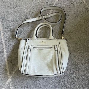 Kate Spade Medium Leather Crossbody Bag | White w/ Gold and Black Lining